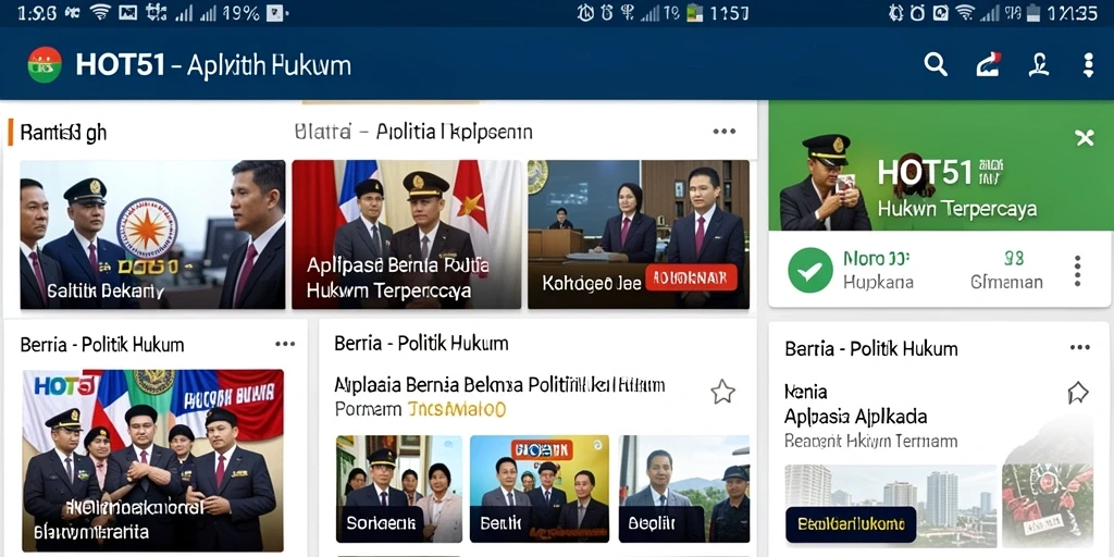 Antarmuka aplikasi HOT51 yang menarik dan informatif tentang politik hukum.