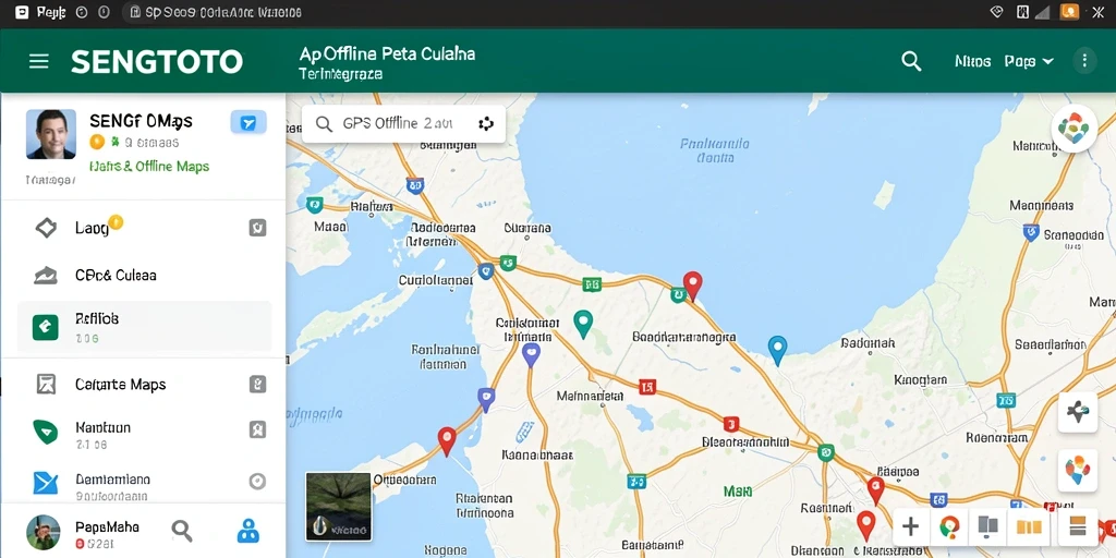 Tampilan antarmuka SENGTOTO yang mudah digunakan untuk navigasi GPS Offline.